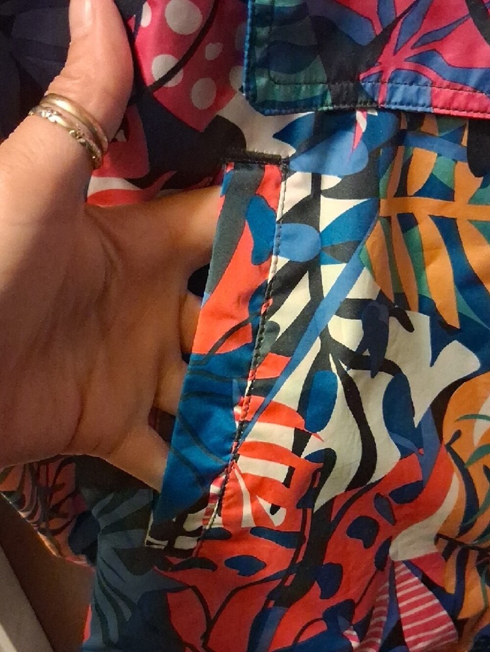 Lauren James Tropical Print Anorak Windbreaker Hood Folds Up Into Pouch Size XL - Picture 4 of 15